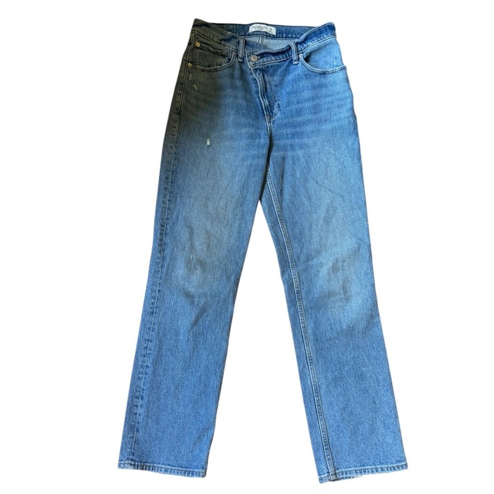 Abercrombie & Fitch 90s Straight Ultra High Rise Criss Cross Jeans Blue 26 2S